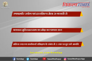 Ranthambore Industry and Handicraft Fair from 20 February in sawai madhopur