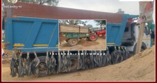 Seized a dumper and a tractor-trolley filled with illegal gravel in bonli