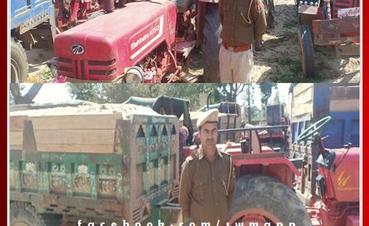 Seized four tractor-trolleys transporting illegal gravel in chauth ka barwara