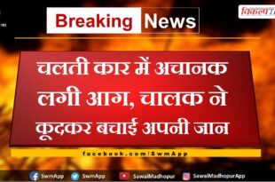 Sudden fire in a moving car in sawai madhopur