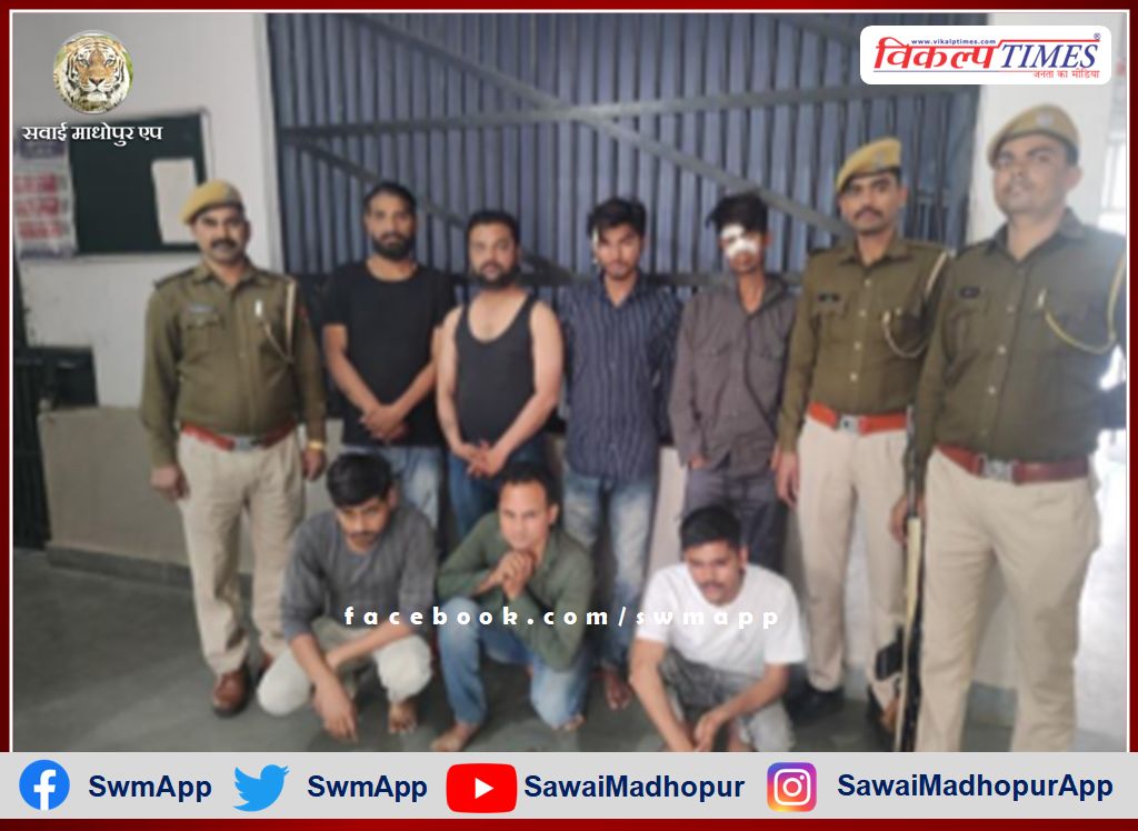 6 arrested for disturbing the peace and 1 for driving under the influence of alcohol in sawai madhopur
