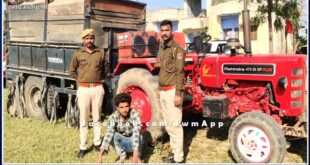 Bamanwas Police Station arrested driver along with tractor-trolley while transporting illegal gravel in sawai madhopur