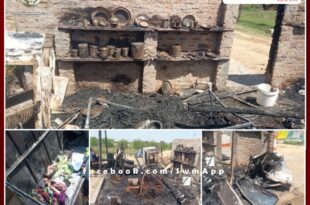 a house on fire in dhanoli sawai madhopur household items burnt to ashes