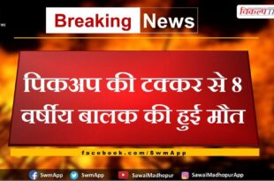 8-year-old boy killed in pickup collision in sawai madhopur