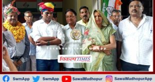 Congress District President Girraj Gurjar welcomed in sawai madhopur