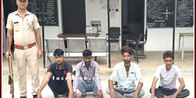 Police arrested four people for raking gravel in bonli sawai madhopur