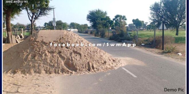 Driver troubled by gravel spread on the road in sawai madhopur
