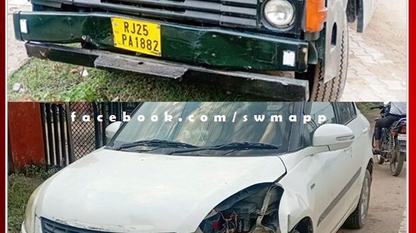 Canter hits parked car, scooter rider narrowly escapes