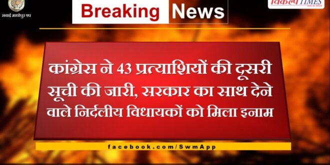 Congress released second list of 43 candidates