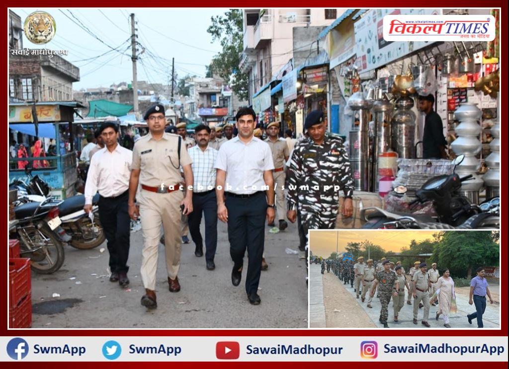 Flag march taken out to conduct free, fair and fear-free elections in sawai madhopur