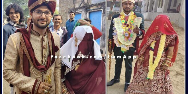 Newly married couples reached the polling station and voted in bamanwas sawai madhopur