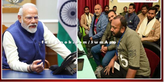 PM Narendra Modi talks to workers after being rescued from Silkyara Tunnel in Uttarakhand