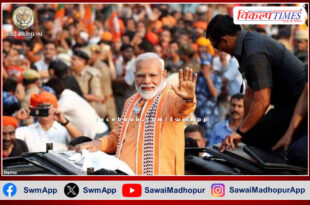 Prime Minister Narendra Modi's road show in Jaipur today