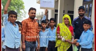 Students distributed yellow rice for voting in indergarh