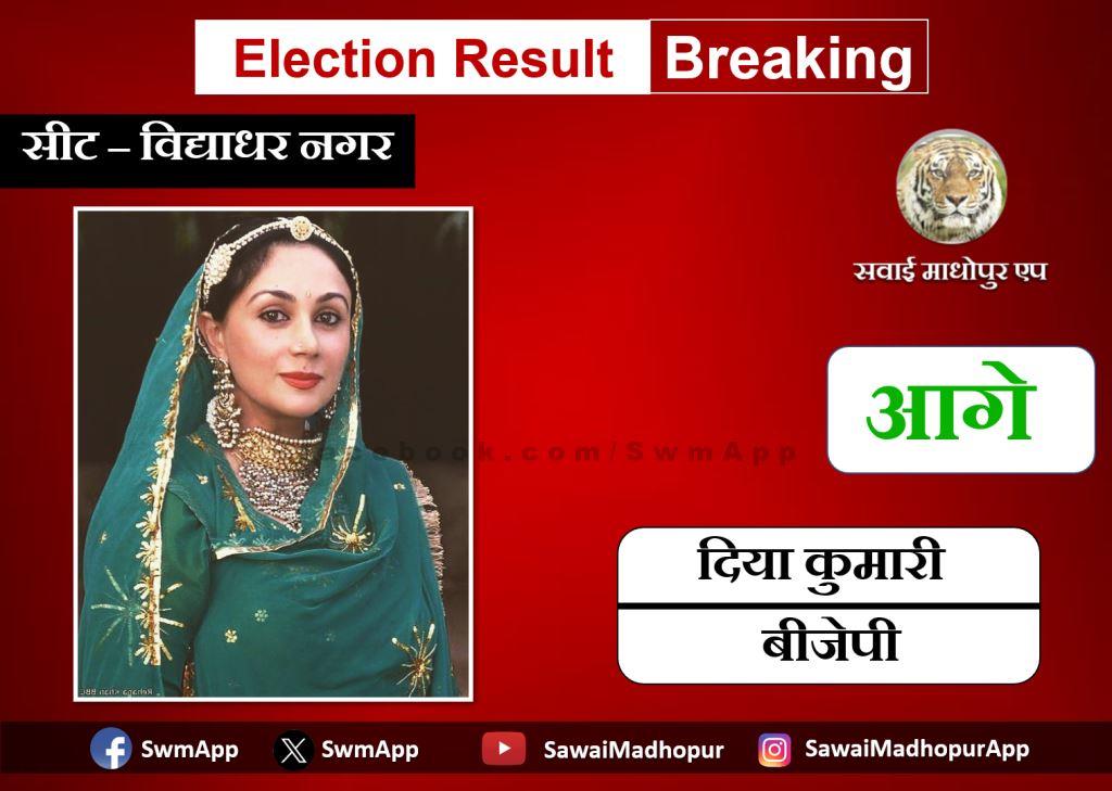 BJP candidate Diya Kumari from Vidyadhar Nagar ahead in first round