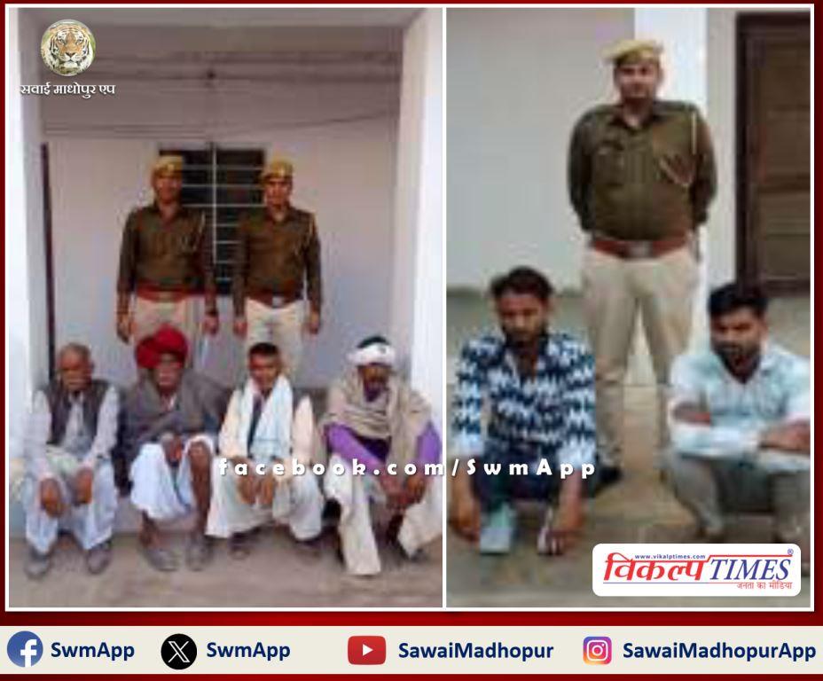 Chauth ka Barwada police station arrested 6 people in sawai madhopur