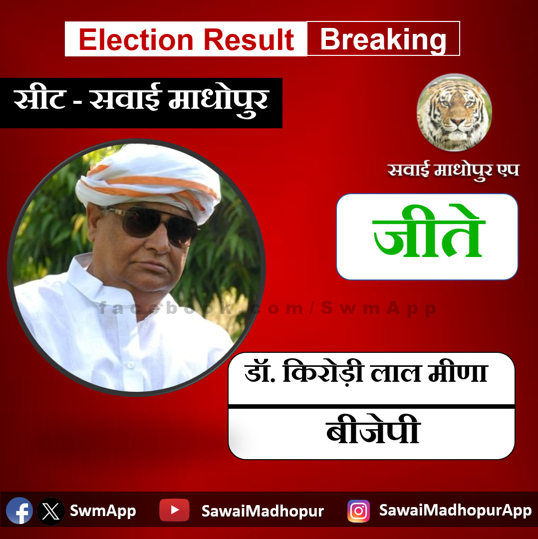 Dr Kirodi Lal Meena won by 22341 votes in sawai madhopur assembly election 2023