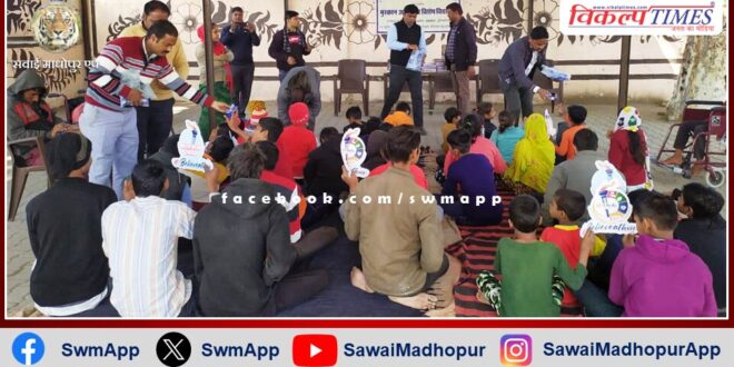 Educational materials distributed to disabled children in Sawai Madhopur