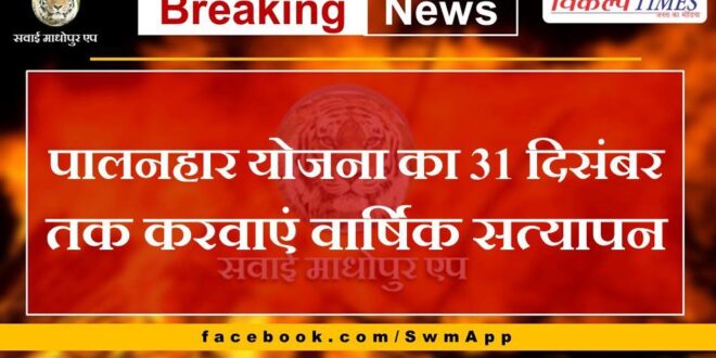 Get annual verification of Palanhar Scheme done by 31st December