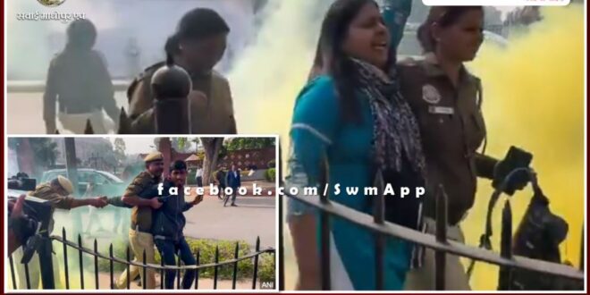 Man and woman who threw smoke outside Parliament and were raising slogans arrested