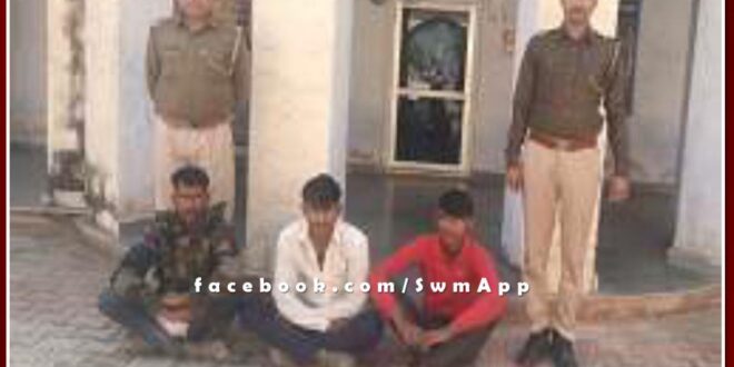 Ravanjana Dungar police station arrested 3 people on charges of cow slaughter in sawai madhopur