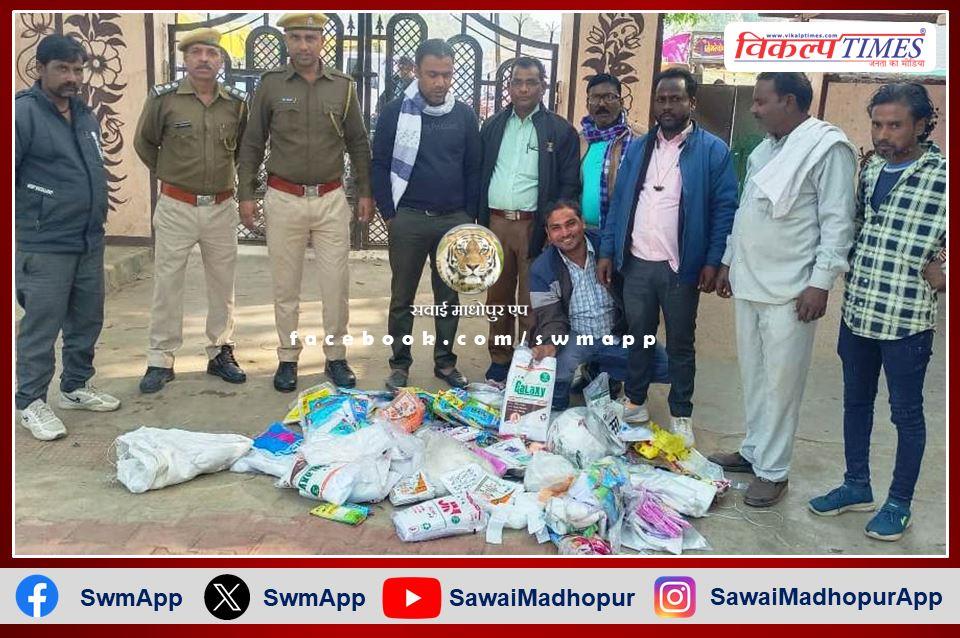 Seized 45 kg polythene and made a challan of 15 thousand 500 rupees in sawai madhopur