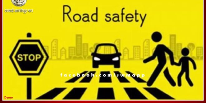 Raised awareness about road safety by giving roses in sawai madhopur