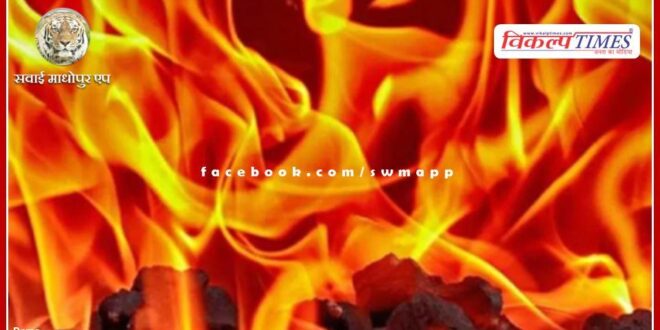 A massive fire broke out in Borkheda of Mitrapura
