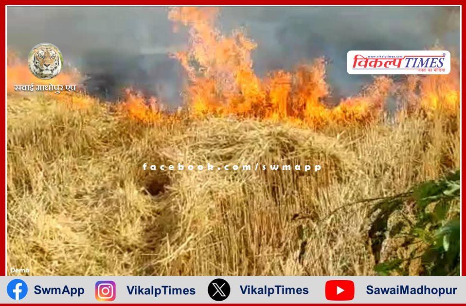 A massive fire broke out in a farm in Rathod village