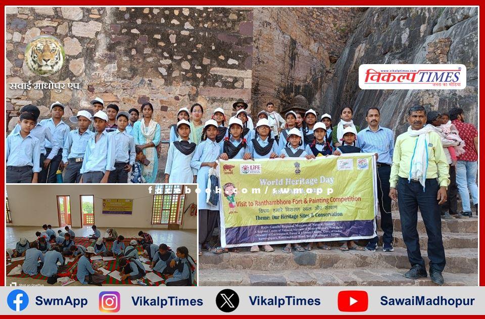 Students were given a tour of Ranthambore Park on World Heritage Day