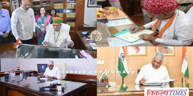 All four MPs included in the Union Cabinet from Rajasthan took charge in the Central Ministries.
