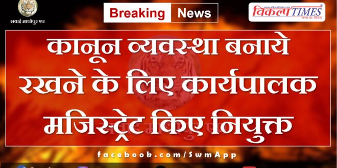 Executive magistrate appointed to maintain law and order in sawai madhopur