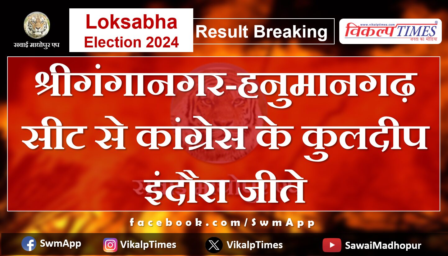 Loksabha Election Result 2024 Kuldeep Indora of Congress won from Sriganganagar-Hanumangarh seat.