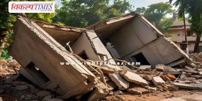 A concrete house collapsed due to rain in Hadoti Kota