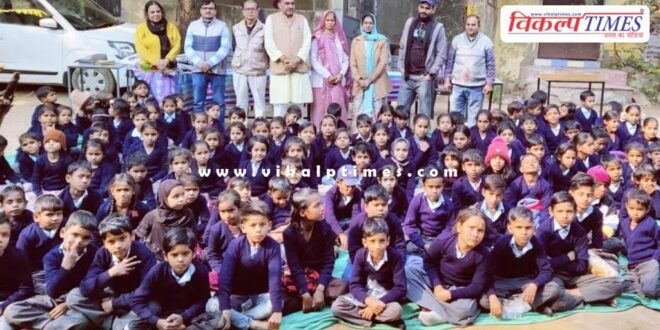 Children's faces lit up after receiving jersey in sawai madhopur