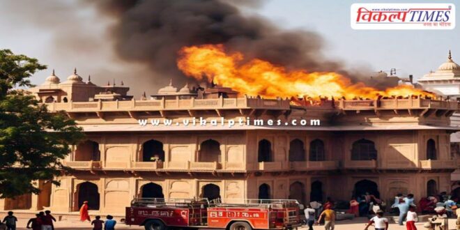 Fire on the roof of a multi-storey building in kota