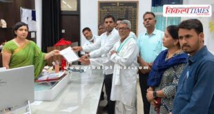 A check of Rs 1 lakh was handed over for school development in sawai madhopur