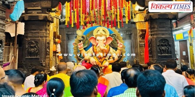 Crowds of devotees gathered at Trinetra Ganesh Temple Ranthambore Sawai Madhopur