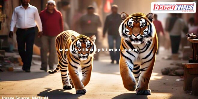 Tiger and tigress movement in population area in Sawai Madhopur