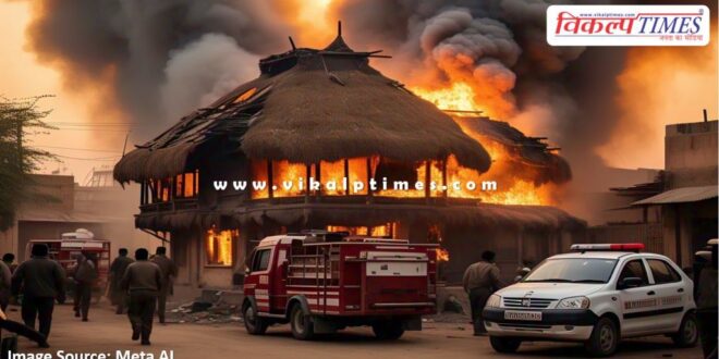 A house caught fire in Batoada Sawai Madhopur