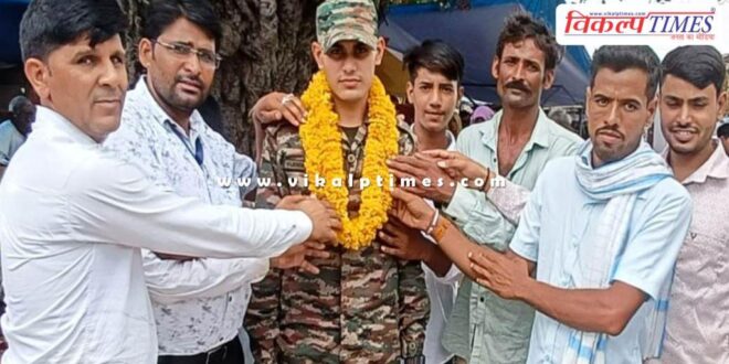The soldier was given a grand welcome when he came to the village for the first time as a soldier in bonli