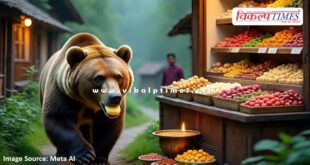 The bear came out of the forest and reached the populated area in Sawai Madhopur