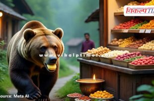 The bear came out of the forest and reached the populated area in Sawai Madhopur
