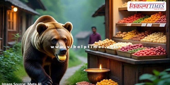 The bear came out of the forest and reached the populated area in Sawai Madhopur