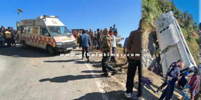 Bus carrying pilgrims returning from temple falls into ditch in uttarakhand