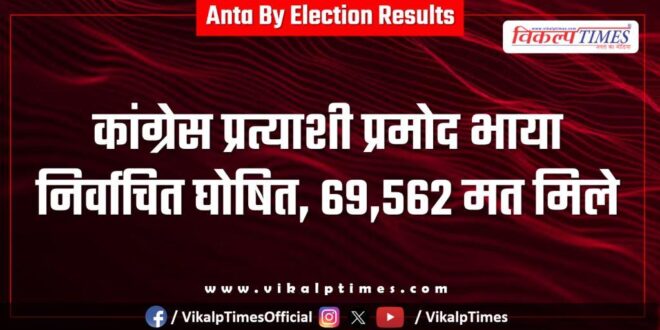 Congress candidate Pramod Bhaiya declared elected, secured 69,562 votes