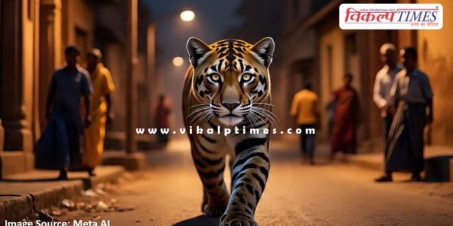 Panther enters populated area at midnight in sawai madhopur