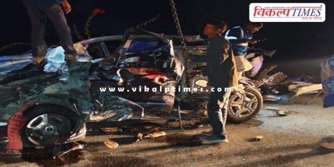 truck and car accident on delhi mumbai express way in chauth ka barwara
