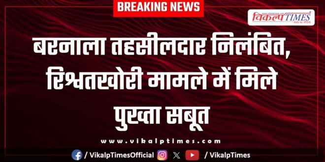 Barnala Tehsildar suspended Sawai Madhopur news 23 Jan 26