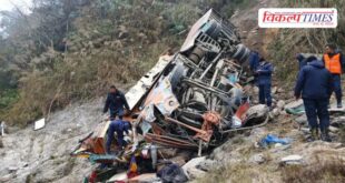 Passenger bus falls into ditch in Dhading Nepal